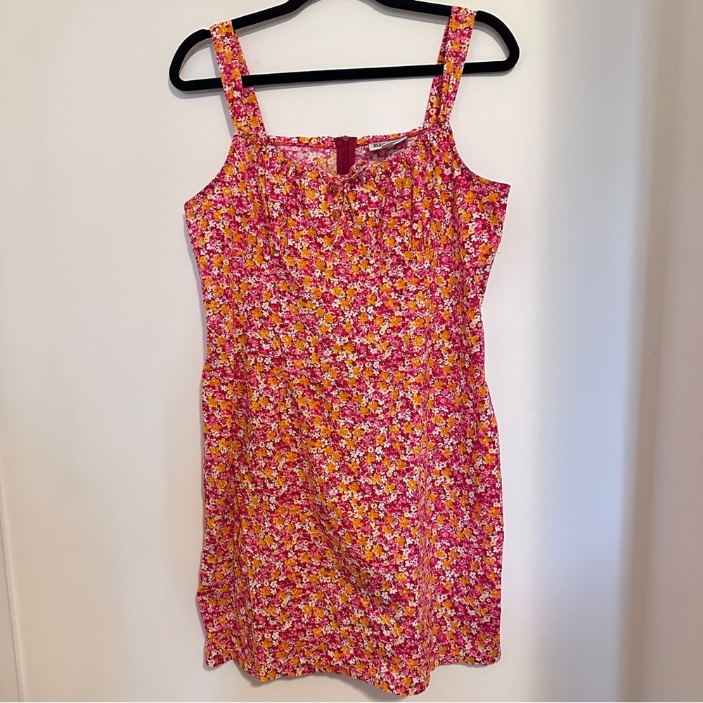 Vintage Ricki's Vibrant Pink and Orange Floral Dress